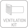 Ventilacijski set s ventilacijskim otvorima, upravljačkom jedinicom, ventilatorom i cijevima.
