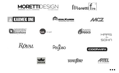 Moretti Design, Moretti Fire, Eva Calor, Karmek One, EdilKamin, La Nordica, MCZ, Ember, Adler, Pegaso, Punto Fuoco, Haas+Sohn, Verso, Royal, Coolwex